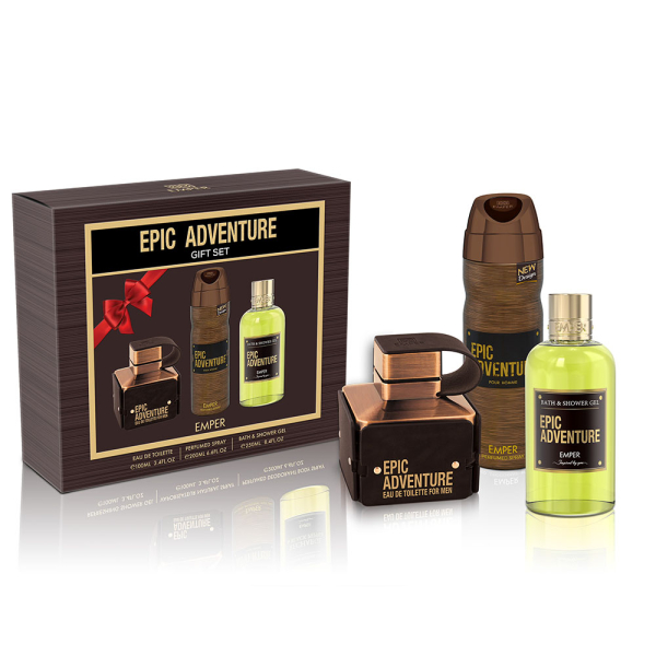 Epic Adventure Emper - zestaw upominkowy dla mężczyzn (t/v 100 ml + Deo 200 ml + Żel pod prysznic 250 ml)