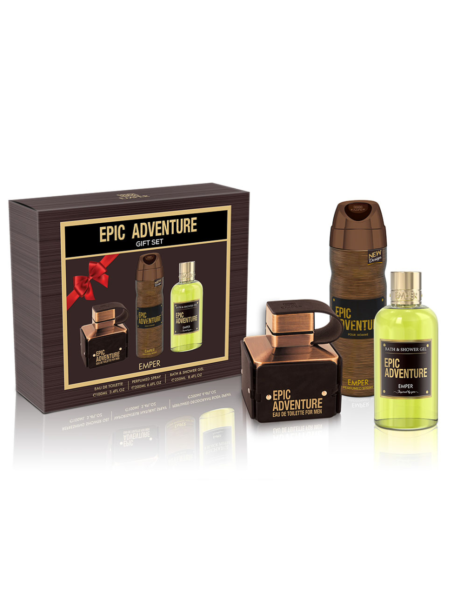 Epic Adventure Emper - zestaw upominkowy dla mężczyzn (t/v 100 ml + Deo 200 ml + Żel pod prysznic 250 ml)