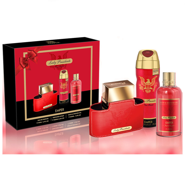 Lady Presidente Emper - zestaw upominkowy dla kobiet (p/v 80 ml + Deo 200 ml + Żel pod prysznic 250 ml)